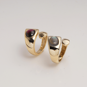 Garnet <b>Ring</b> Brass Gold Plated <b>Open</b> Band Handmade Statement <b>Ring</b> Modern Designer Bold Jewelry Adjustable Gift for Women - Product Image 3