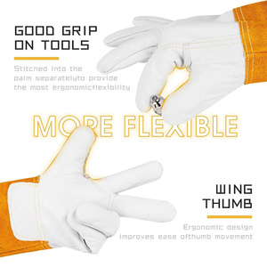 Guantes de soldadura TIG de piel de cabra y cuero vacuno anti-corte, resistentes al calor, de manga larga, para soldadura TIG, en venta. - Product Image 5