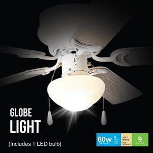 Ventilateur de plafond à profil bas de 52 pouces avec kit d'éclairage LED, 5 pales, moteur DC, blanc - Product Image 6