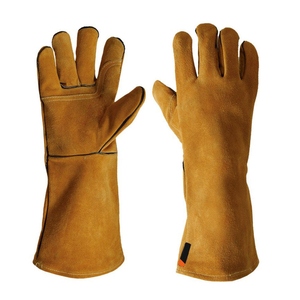 Gants de soudage en cuir de vachette pleine fleur haute performance, renforcés, résistants à l'abrasion, protection des mains et des bras pour la cuisson au barbecue - Product Image 1