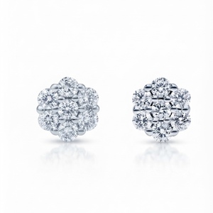 Boucles d'oreilles clous en or blanc 18 carats avec diamants de laboratoire taille brillant rond, style classique, prix de gros directement du fournisseur, bijoux - Product Image 1