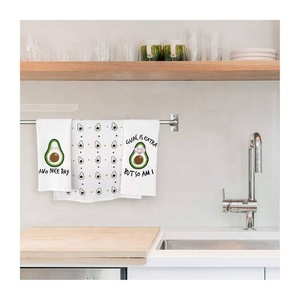 Venta al por mayor 100% algodón tejido Vintage Waffle tejido bordado Avacado moda secado rápido nuevo estilo ecológico Golf toallas de cocina - Product Image 1