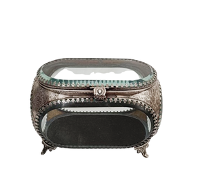 กล่องใส่เครื่องประดับโลหะทองเหลืองวินเทจสุดหรูพร้อมตู้โชว์กระจก - Product Image 3