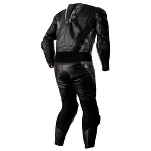 Combinaison de course moto unisexe en cuir imprimé sur mesure, veste et pantalon à fermeture éclair intégrale avec logo frontal, équipement de motocross - Product Image 2