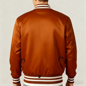 Satin Varsity <b>Jacket</b> for Men Vintage Regular Soft Coat Custom Embroidery - Product Image 3