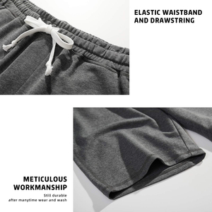 Shorts pour homme, couleur unie gris, 100% coton, écologiques, séchage rapide, respirants, en molleton de coton, shorts décontractés, shorts de sport - Product Image 5