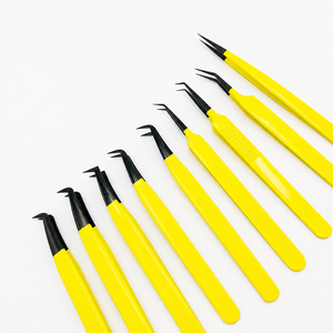 Pince à épiler professionnelle en acier inoxydable pour extensions de cils, à pointe inclinée et courbée, pour isolation de volume, outil durable et écologique - Product Image 3