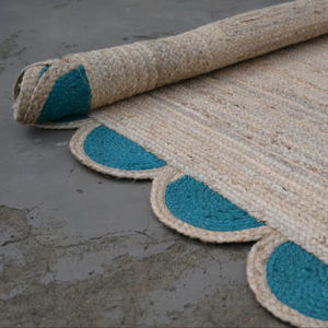 Alfombra de Yute Natural Trenzada, Hecha a Mano, Ecológica, Lavable, con Borde Festoneado Color Verde Azulado, 100% Yute Natural, Artesanía - Product Image 5