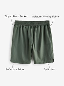 Khaki Green 7 Inch Active Gym Breathable Elastic Waist Mid Eco-Friendly Woven Bermuda Sports Short - Product Image 4
