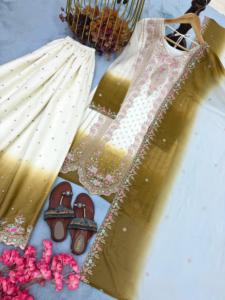 Indian <b>Sequin</b> Embroidered Sharara Kurti Set Pakistani Designer Ethnic Wear 3 Pcs Stitched Combo Georgette <b>Fabric</b> - Product Image 2