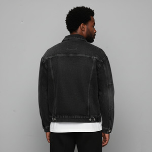 Veste en jean homme noire unie coupe ample 100 % coton de haute qualité, coupe-vent, boutonnée, design unique, collection 2026 - Product Image 3