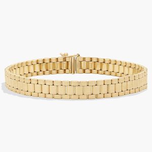 Pulsera de eslabones cepillados y pulidos de 8.5 pulgadas en oro amarillo - Product Image 1