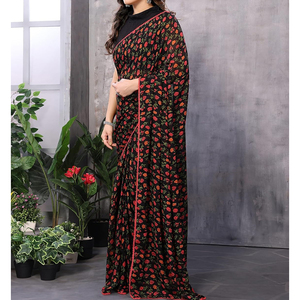 Sari para Mujer, Ropa Tradicional India, Diseño Elegante y Drapeado, Tela Suave y Ligera, Prenda Étnica Hermosa para Bodas - Product Image 3