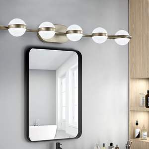 Lampada da Bagno a LED Minimalista Dorata da 43\" con 6 Luci, Illuminazione Decorativa a Parete con Cristalli e Sabbia - Product Image 5