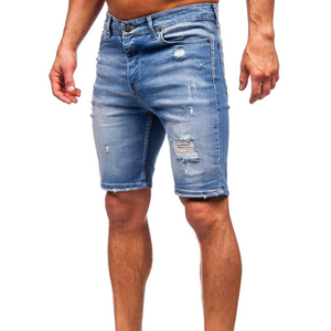 Pantalones Cortos para Hombre, Transpirables, Muy Atractivos, de Color Sólido, Estilo Desgastado, Verano, Corte Moderno, Lavado Desgastado, Precio Bajo, Stock de Fábrica - Product Image 1
