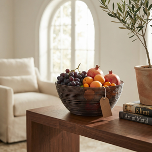 Bol de fruits fait à la main filaire en maille de qualité supérieure fabriqué à la main décoratif et concepteur bol de fruits en bois en maille filaire panier de fruits - Product Image 1
