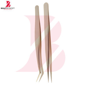 Ensemble de 2 pinces à cils de haute qualité, poignée confortable, en acier inoxydable, pointe en fibre, pour extensions de cils - Product Image 2