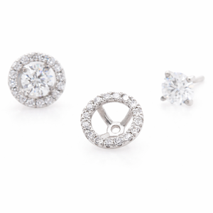 Boucles d'oreilles clous Adele Halo, diamants ronds taillés minimalistes, or massif 14K 18K, diamants extraits de la terre, cadeau pour elle - Product Image 4