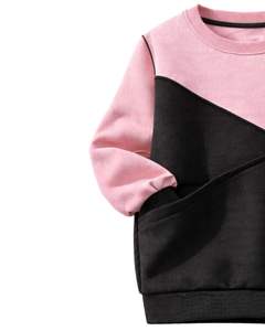 Sweat-shirt pour femme personnalisé par le fabricant, rose et noir, en polaire douce, col rond, décontracté, pull d'hiver, chaud, tendance - Product Image 3