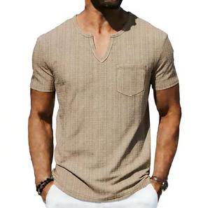 Camiseta Casual de Poliéster de Manga Corta con Cuello Redondo para Hombre, con Bolsillo, Corte Regular, Transpirable, Diseño Sólido, Logotipo Frontal, Secado Rápido - Product Image 5