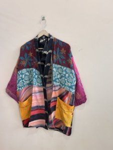 Robe kimono en soie pour femme, courte, style vintage, robe kimono d'été, vêtement de plage - Product Image 4