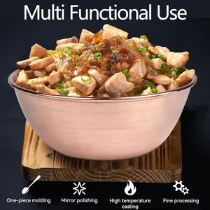 Bol en cuivre pur 99,99% authentique, bol à mélanger en cuivre épais, articles en cuivre faits à la main pour la cuisine, préparation de salades - Product Image 4