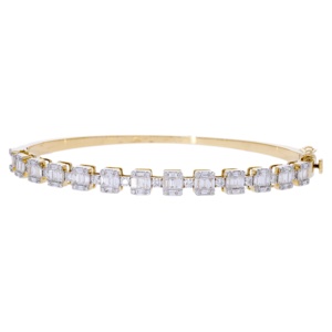 1.6 Carat Natural Oval Cut Diamond Cluster <b>Bangle</b> Bracelet Yellow 14K Rhodium Plated Gold for Women's Dazzling Display Sparkling - Product Image 1
