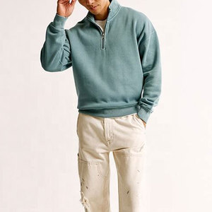Sweat-shirt en molleton à col montant pour homme, gris uni, coupe classique, décontracté, pour l'automne - Product Image 3