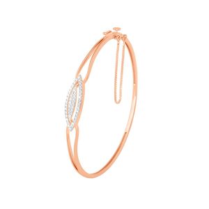 Rose Gold Lab Grown Diamond Marquise Eye Shape Open <b>Bangle</b> <b>Bracelet</b> - Product Image 3