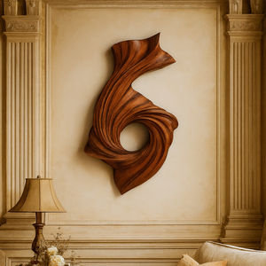 Sculpture murale en bois Art Déco artisanale avec motifs abstraits et géométriques pour la décoration du salon - Cadeau d'anniversaire - Product Image 5