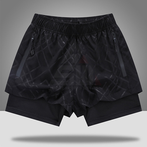 Men’s Summer Long Shorts Black Knitted Casual Breathable Quick Dry Mid Waist <b>Elastic</b> Waist Sports Shorts - Product Image 6