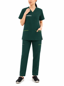 Ensembles de blouses médicales en jersey de coton à col en V TANAZAINRA pour usage hospitalier - Uniformes infirmiers unisexes confortables et durables - Product Image 1