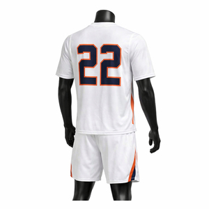 Ensemble d'uniformes de lacrosse personnalisés pour hommes, maillot et short, col en V, séchage rapide, respirant, polyester, kit d'équipe avec sublimation et nom personnalisé - Product Image 2