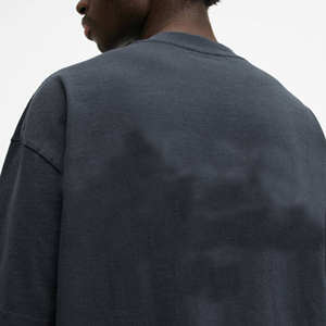 T-shirt surdimensionné gris foncé pour homme, mélange de coton, col rond, style streetwear décontracté - Product Image 2