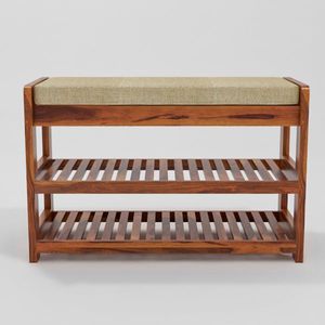 Saleem inernational Solid Wood 2 Level <b>Shoe</b> Rack Juta Chhpal Rack Size 70x30x45 CM l Teak Finish - Product Image 5