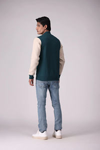 Chaqueta Varsity de nueva llegada para hombre, con cierre de botones, bolsillos, estilo Letterman, universitaria, de béisbol, tipo bomber. - Product Image 2