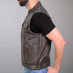 Chaleco de cuero para hombre con logotipo y diseño personalizados, chaleco de motociclista de cuero genuino para hombre, color personalizable. - Product Image 3