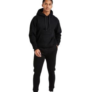Mens <b>Black</b> Hoodie Tracksuit Set Matching Sweatpants <b>Jogger</b> Pants Two Piece Casual Sportswear Streetwear Pullover Hooded Sweat - Product Image 1