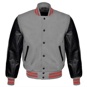 Blouson universitaire unisexe personnalisé, chaud, pour l'automne, style baseball, manches en polyester, broderie frontale, streetwear pour lycée - Product Image 5