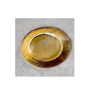 Assiettes de présentation dorées élégantes en acier inoxydable pour mariage, motif récif, pour dîner - Vente en gros - Product Image 1