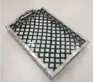 Luxury Resin & MOP Inlay Serving & <b>Storage</b> <b>Trays</b> For Wedding Ramadan Eid Festive Rectangular Modern Serving Platter For Tabletop - Product Image 4