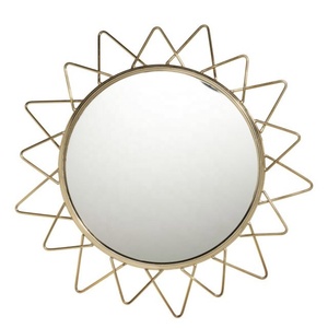 Modern <b>Round</b> Gold <b>Wall</b> <b>Mirror</b> With Sunburst Metal Frame Decorative Home Accent - Product Image 4