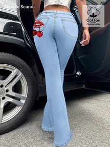 Jean en denim droit pour femme, taille mi-haute, respirant, séchage rapide, 100 % coton, décontracté, haute qualité, personnalisé, léger – Vente chaude OEM - Product Image 2