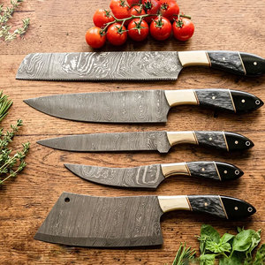 Ensemble de couteaux de cuisine en acier Damas de qualité supérieure, couteaux de chef professionnels, design moderne et droit, lame durable pour la cuisine à domicile et la préparation des aliments - Product Image 4
