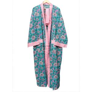 Women Casual Bohemian Floral Printed Cotton <b>Kimono</b> Robe Open Front Long Breathable Eco-Friendly Quick Dry Summer <b>Beach</b> Vacation - Product Image 5