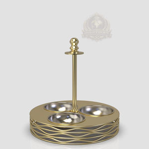 Ensemble de service de luxe à 3 bols, bol à condiments doré, plateau de service pour fruits secs, bols à snacks en acier inoxydable, design Majlis Palestine - Product Image 1