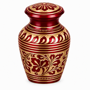 Beautiful Maroon Brass Flower Engraved Eco-Friendly Mini <b>Keepsake</b> Urn <b>for</b> Storage Funeral <b>Ashes</b> - Product Image 4