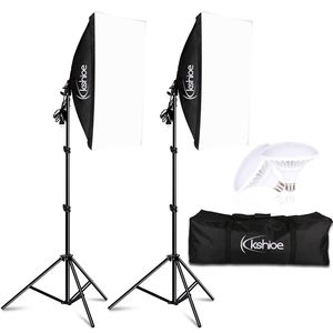 Kshioe Kit di Illuminazione Softbox a Risparmio Energetico 20'' X 27'' con Luminosità Istantanea, Attrezzatura Fotografica da Studio con Attacco E27 5500K - Product Image 4