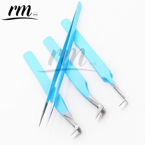 แหนบต่อขนตาปลายแหลมเคลือบสีฟ้าอ่อน ยี่ห้อ RMI ผลิตจากสแตนเลสสตีลญี่ปุ่น ด้ามจับแบบไดมอนด์กริป ปลายสีเงิน ทนทาน - Product Image 4