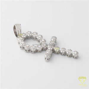 Iced Out Spiritual Cross Charm Pendant With Moissanite Diamond and Gold Tone Finish - Product Image 2